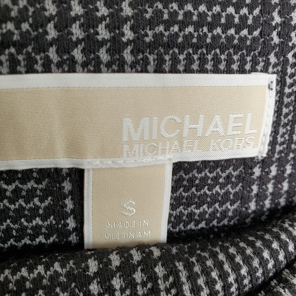 Michael Kors Plaid Pencil Skirt‎ Black and White Zipper Accents Slit SZ:S